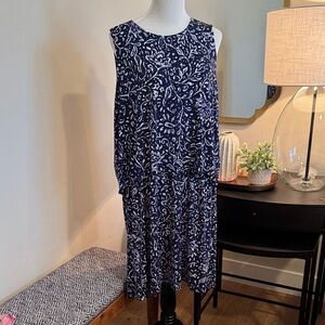 Hatley Navy and White Patterned Midi Dress